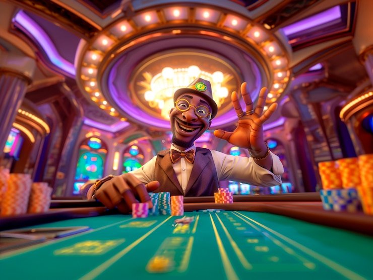 Antarmuka permainan live casino Evolution Gaming dengan tampilan dealer dan meja permainan